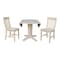 International Concepts 42 in Round Drop Leaf Pedestal Table with 2 Dining Chairs in Unfinished - 3 Piece Set K-42DPT-23B-C61-2 - alternate 3